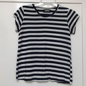 Reformation Navy and White Striped Tee Shirt Small